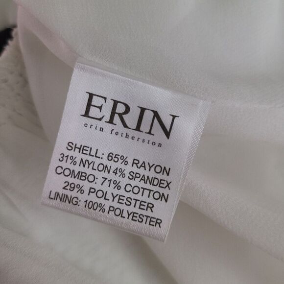 Erin Fetherston Hepburn Dress 8 Black Cream Drop Waist Cap Sleeve Fit & Flare - Picture 7 of 9